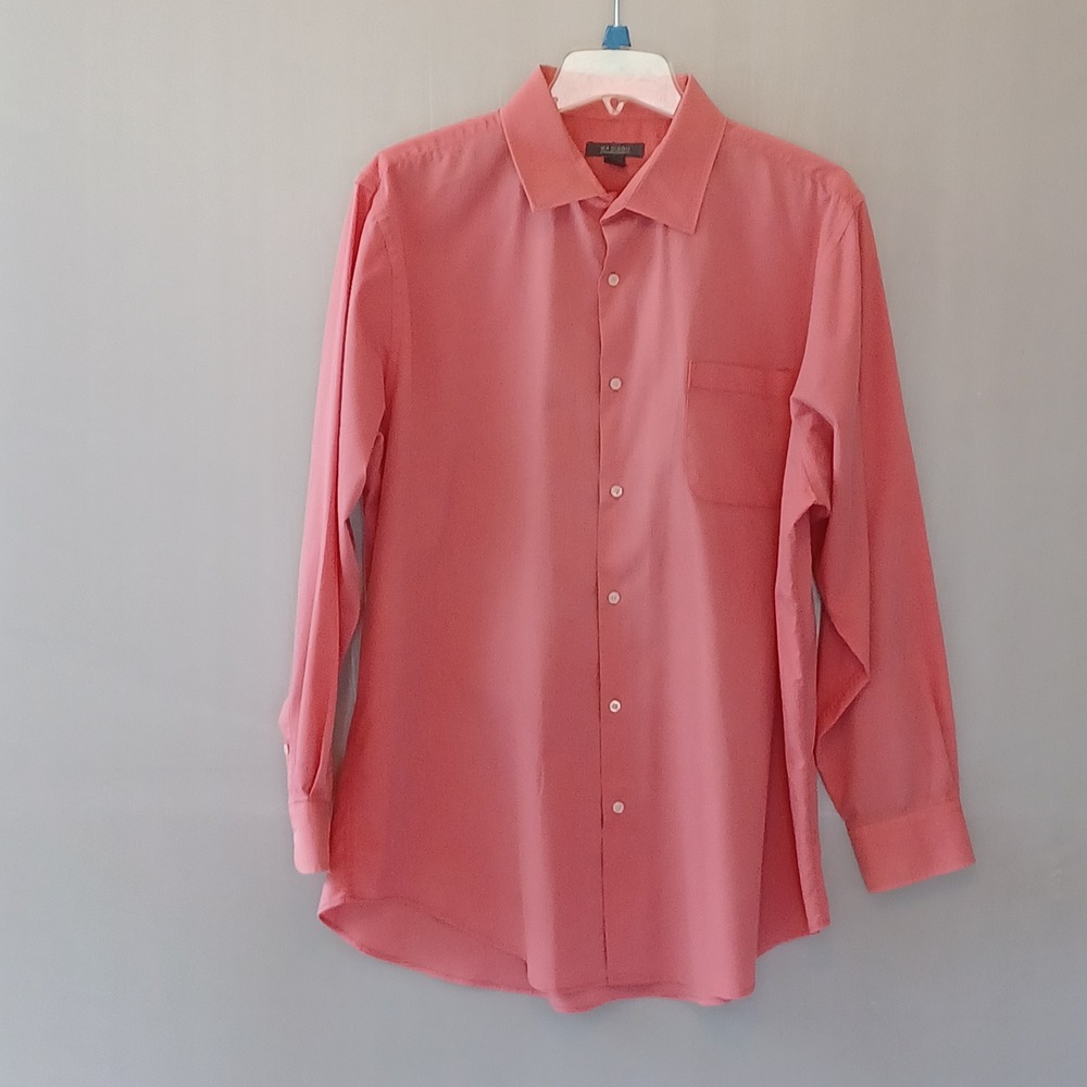 Madison Mens XL‎ Dress Shirt Coral Pink Long Sleeve Button Down 17-17.5 34/35
